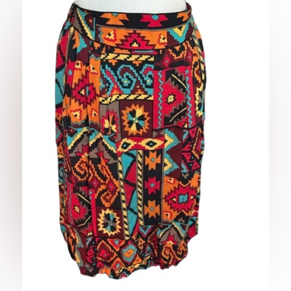Vintage Southwest DONCASTER Midi Skirt 10 Multicolor Geometric Western Medium